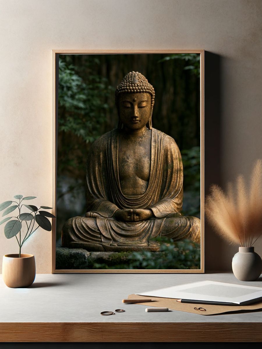 Meditating Buddha Photography Poster. — room view 2