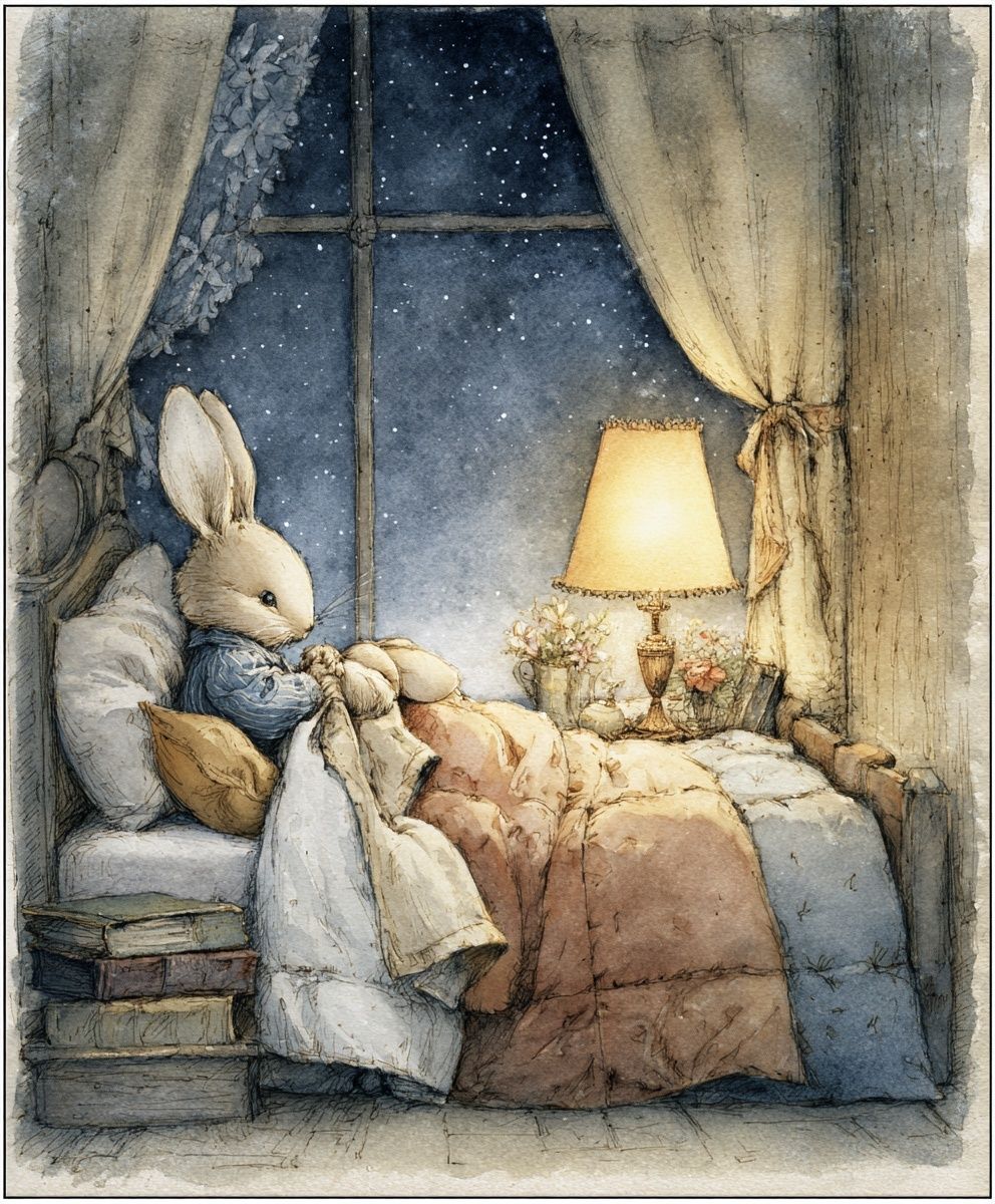 Sleepy Bunny — Illustration Print. poster detail