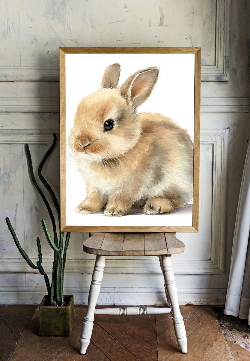 Cute Bunny Watercolor Poster. room preview
