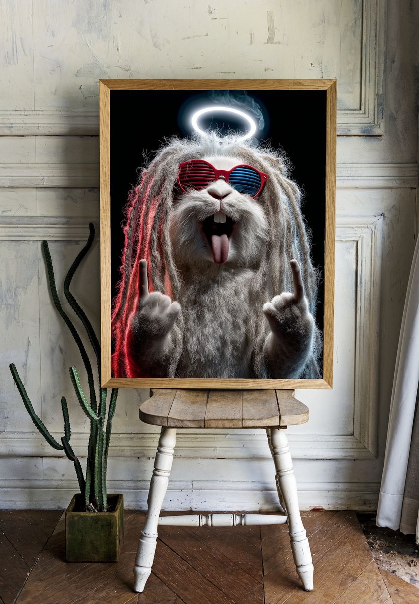 Cool Bunny with Dreadlocks — Funny Print. — room view 1