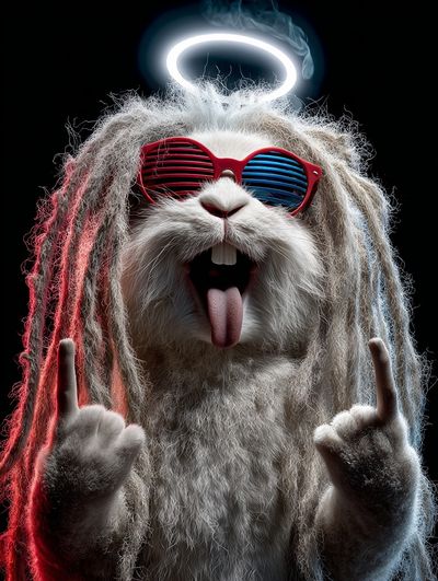 Cool Bunny with Dreadlocks — Funny Print. poster print