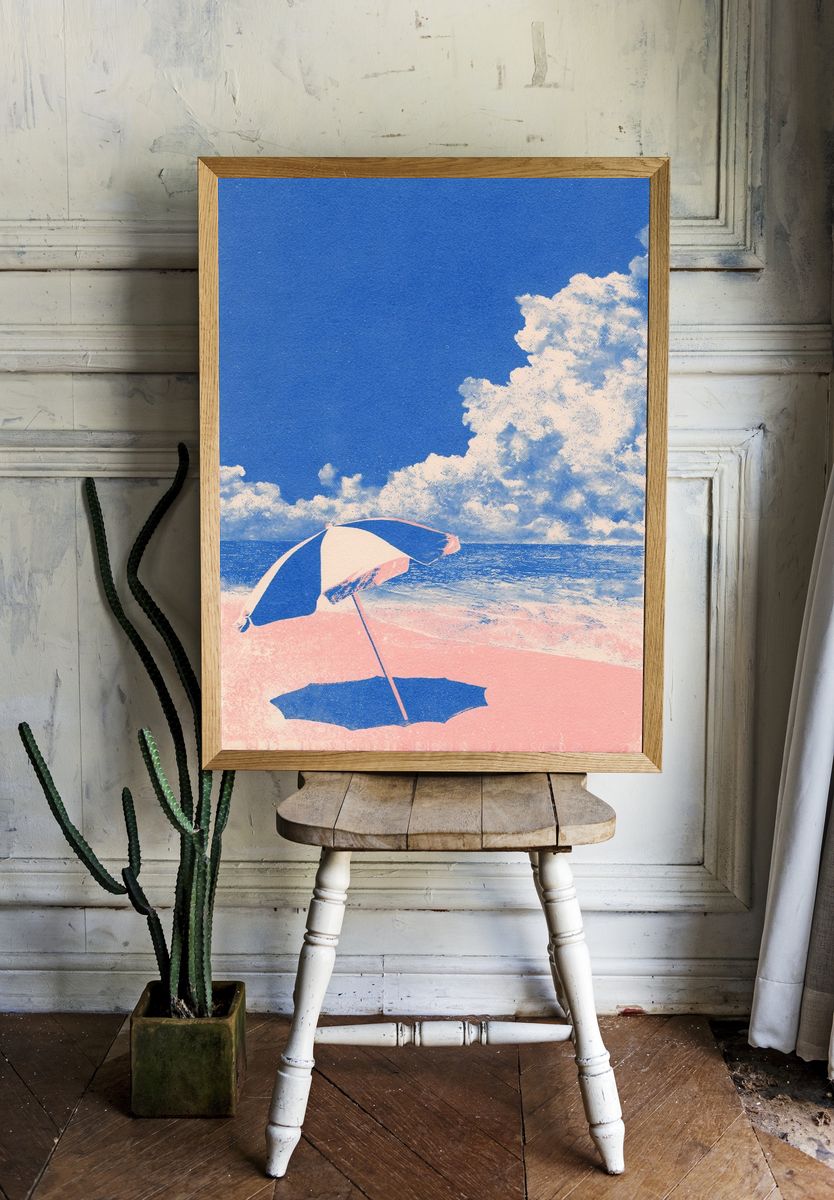 Beach Umbrella — Vintage Print. — room view 1