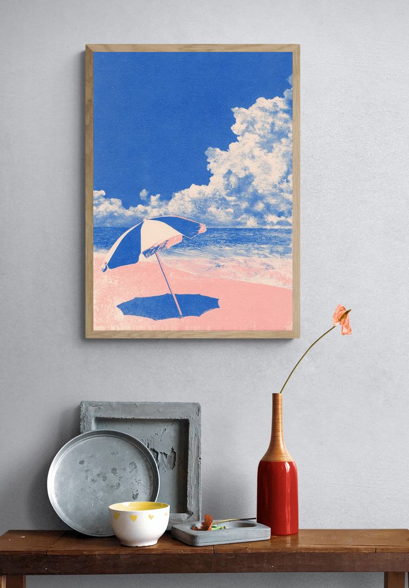 Beach Umbrella — Vintage Print. — room view 3