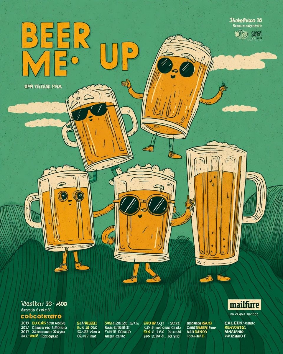 Beer Me Up — Funny Illustration Print. poster detail