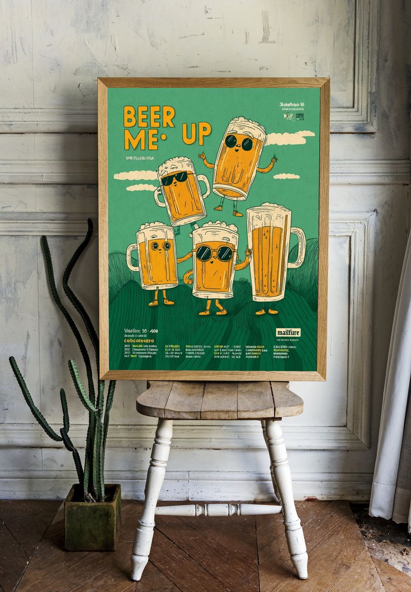 Beer Me Up — Funny Illustration Print. room preview
