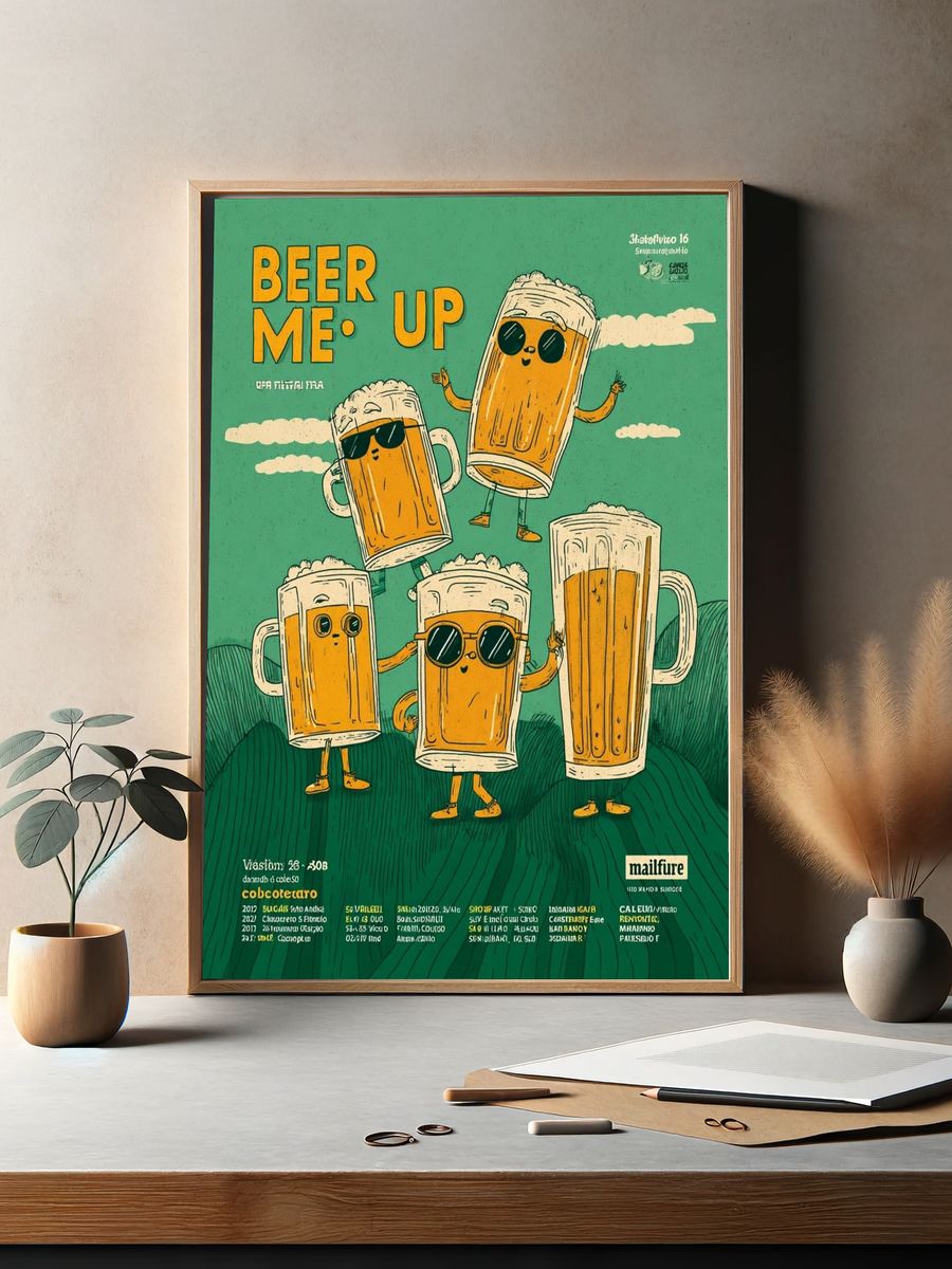 Beer Me Up — Funny Illustration Print. — room view 2