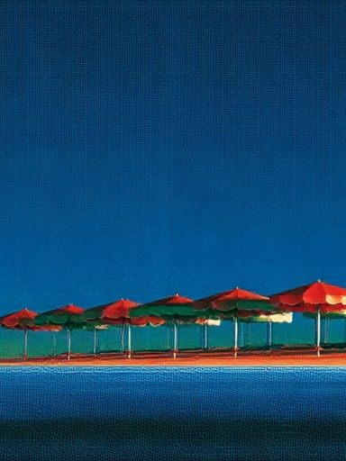 Beach Umbrellas at Dusk Photography Poster. poster — photography art