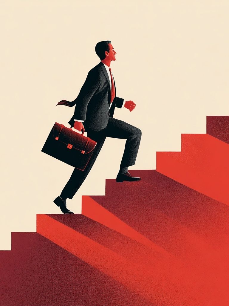 Businessman Stairway Illustration Poster. poster — illustration art