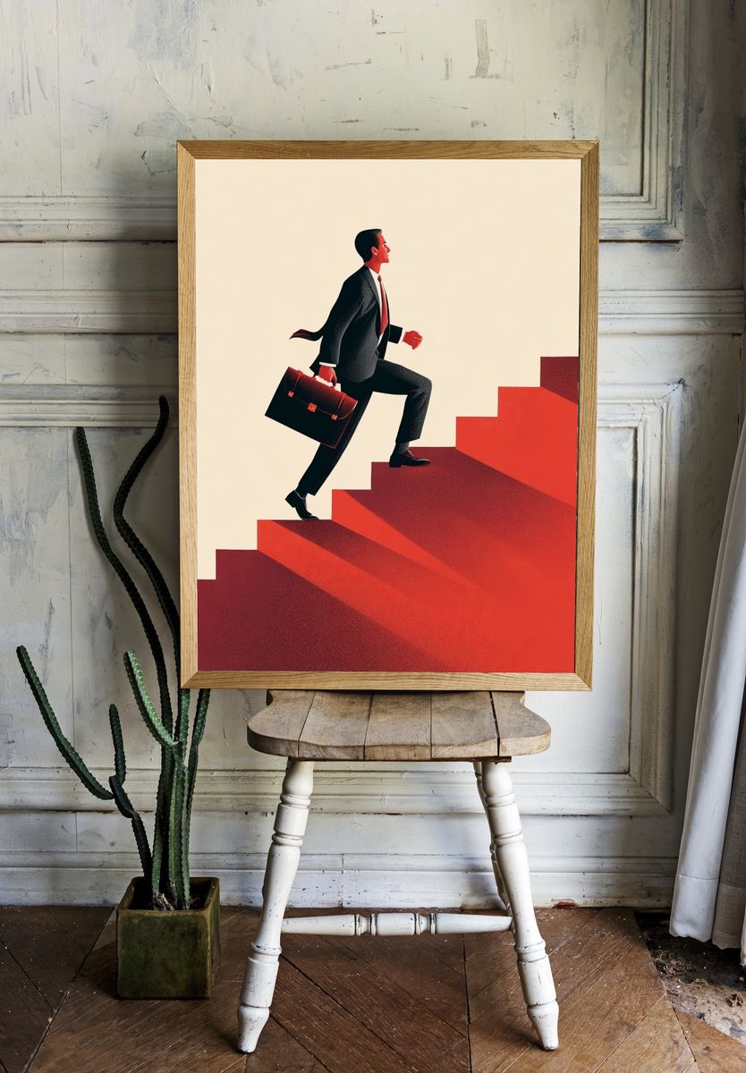 Businessman Stairway Illustration Poster room preview