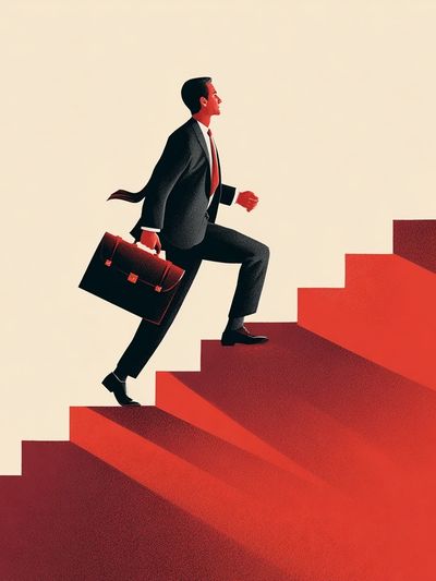 Businessman Stairway Illustration Poster. poster