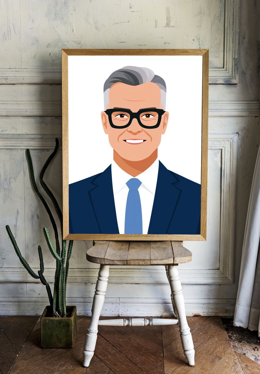 Businessman Portrait Illustration Poster. — room view 1