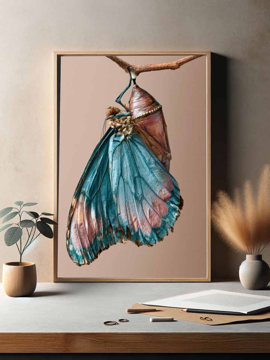 Butterfly Chrysalis Photography Poster. — room view 2