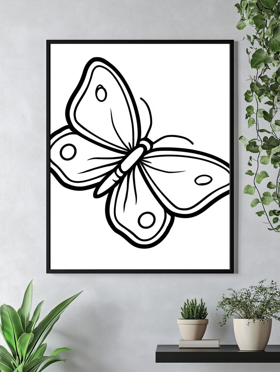 Butterfly Line Art Print. — room view 4
