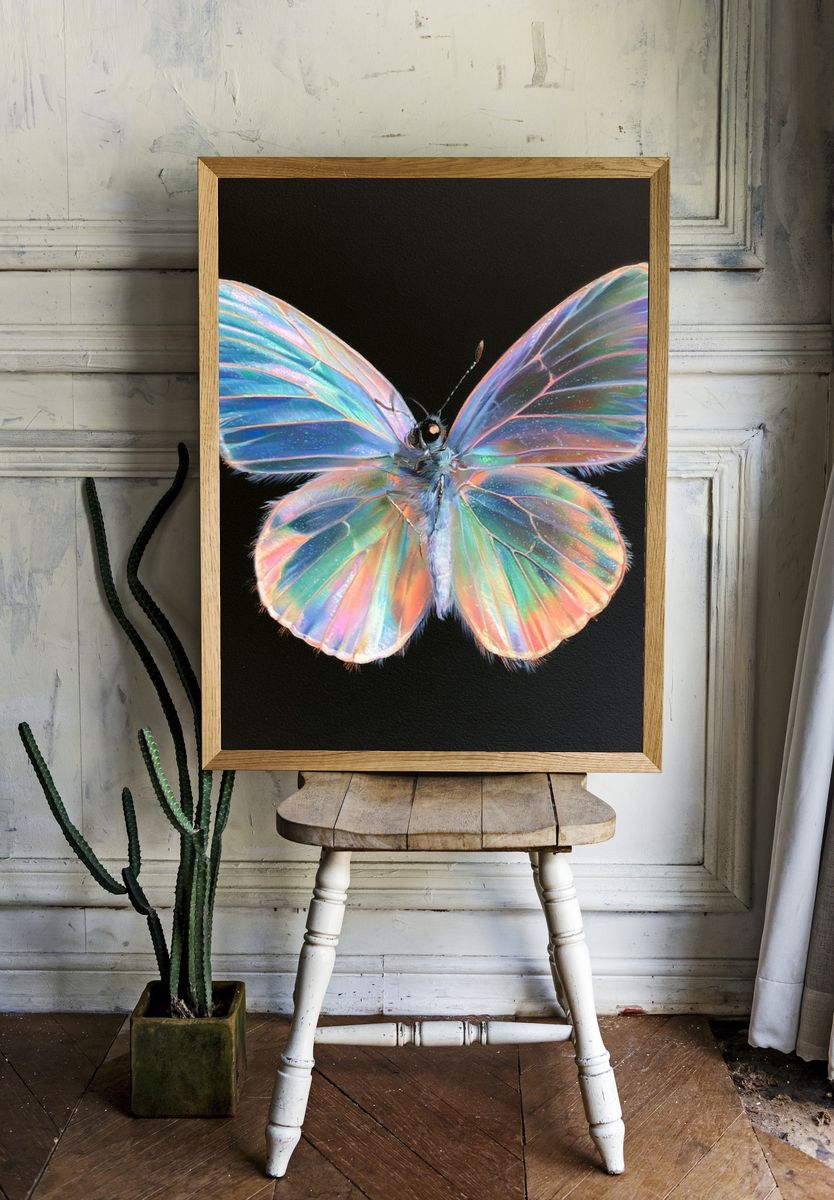 Iridescent Butterfly Illustration Poster. room preview