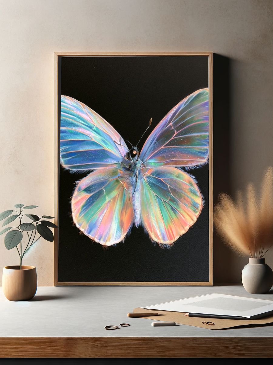 Iridescent Butterfly Illustration Poster. — room view 2