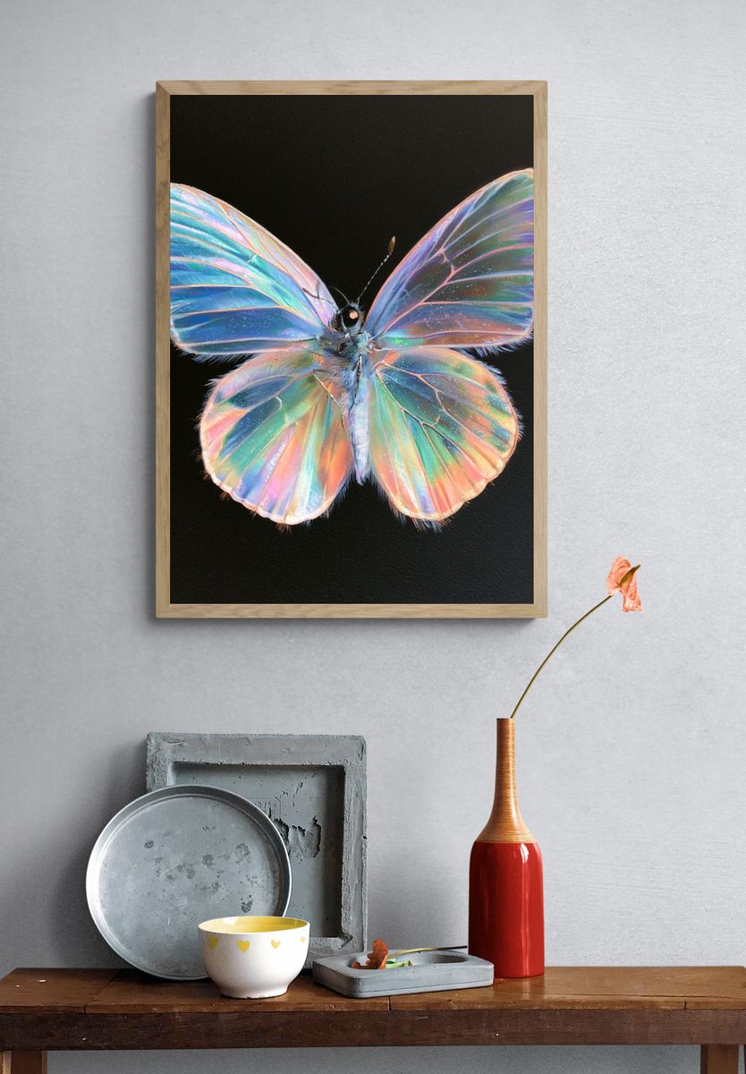Iridescent Butterfly Illustration Poster. — room view 3