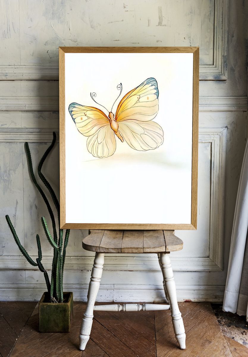 Butterfly Watercolor Print. — room view 1