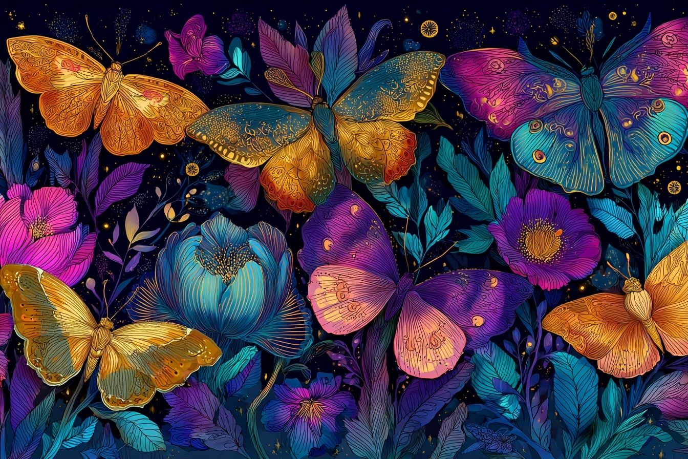 Butterfly Garden Digital-Art Poster. poster detail