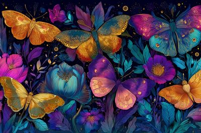 Butterfly Garden Digital-Art Poster. poster