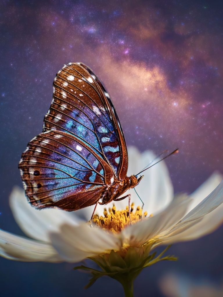 Butterfly on Cosmos Flower Photography Poster. poster detail