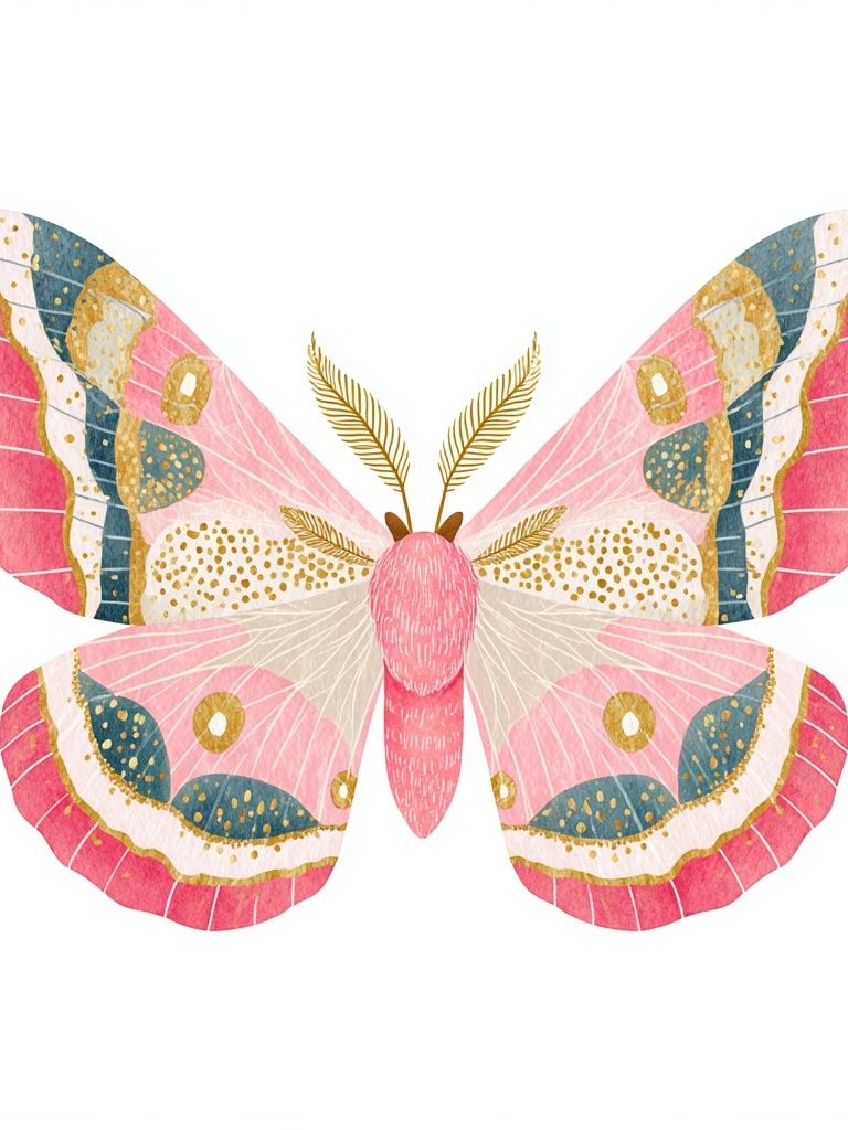Pink Butterfly Watercolor Print. poster — animals art