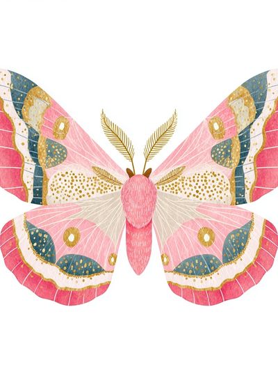 Pink Butterfly Watercolor Print. poster