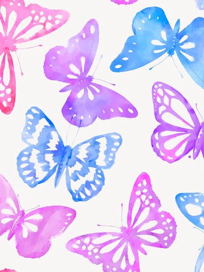 Watercolor butterfly pattern, feminine background. poster print