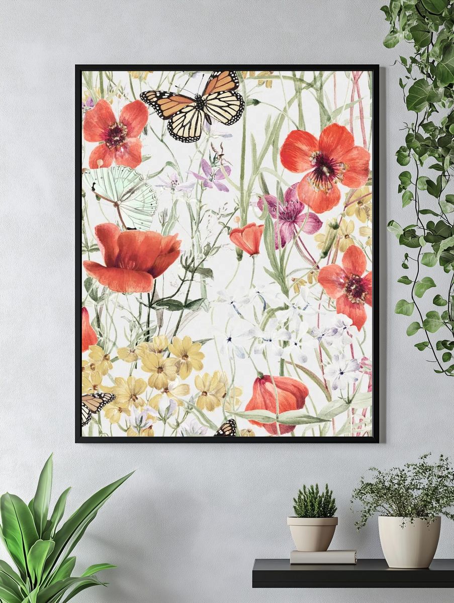 Butterfly & flower pattern, botanical. — room view 4