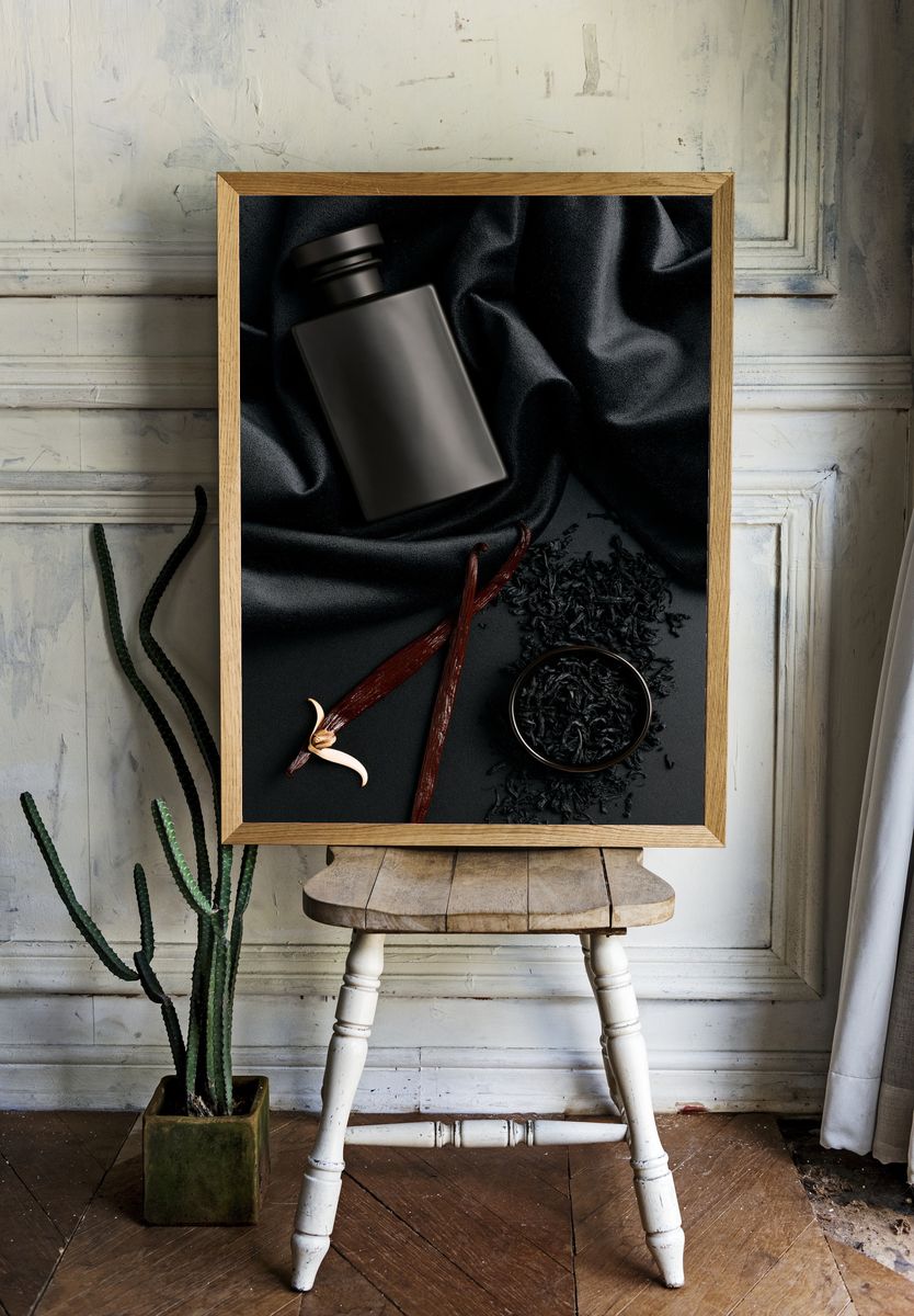 Black Vanilla Still Life Poster. room preview
