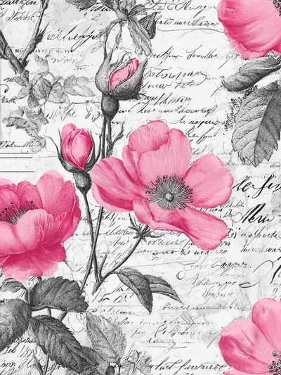 Pink Floral Vintage Poster