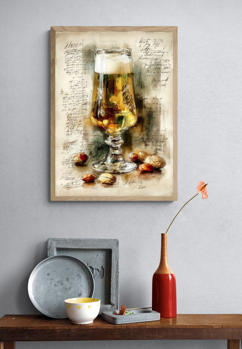 Beer and Nuts — Vintage Print. — room view 3