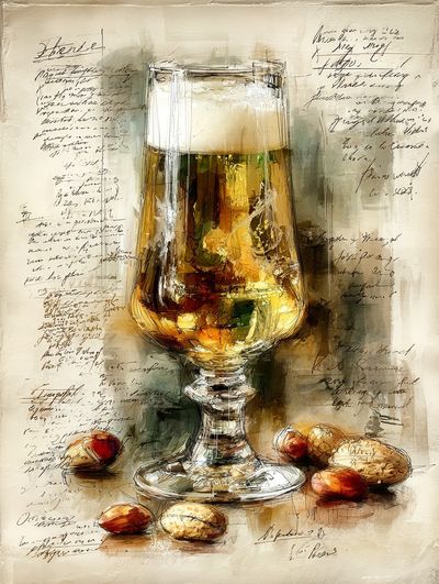 Beer and Nuts — Vintage Print. poster