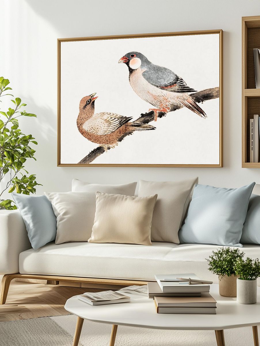 Birds on a Branch — Vintage Print. — room view 2