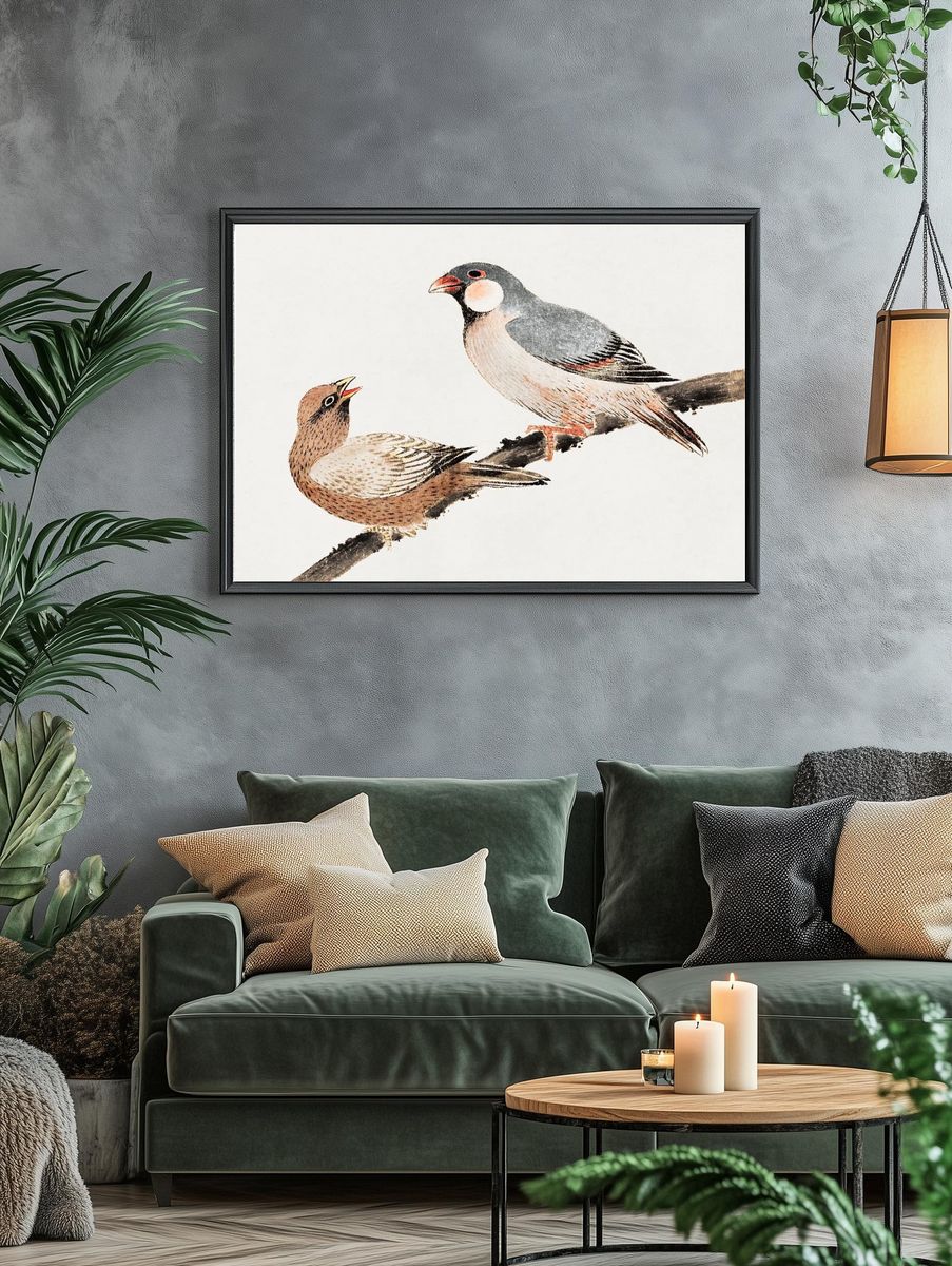 Birds on a Branch — Vintage Print. — room view 4