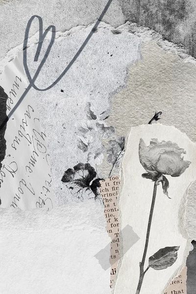 Black and White Floral Collage Poster. poster print