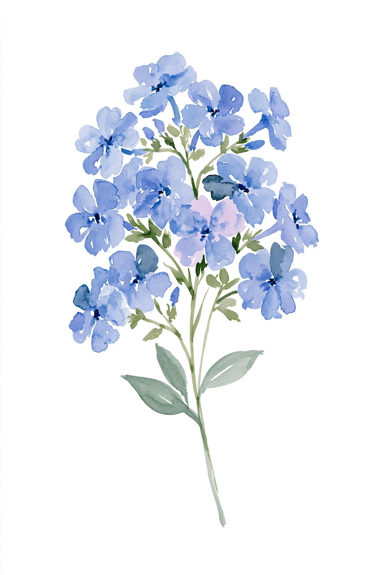 Blue Wildflower Watercolor Print. poster — botanical art