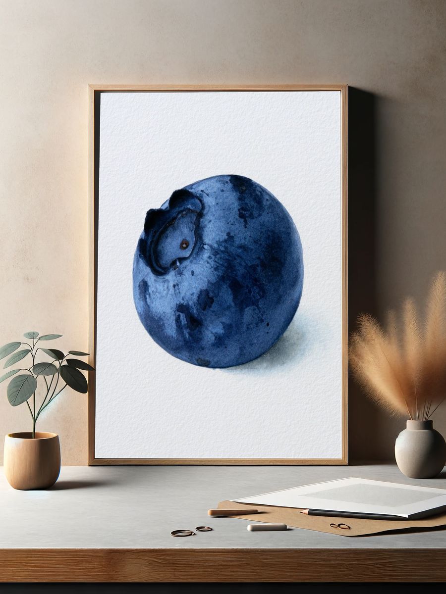 Blueberry Watercolor Print. — room view 2