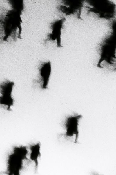 Blurred Figures Black-White Poster. poster