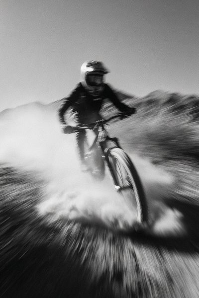 Mountain Biker in Motion — Black and White Print. poster print