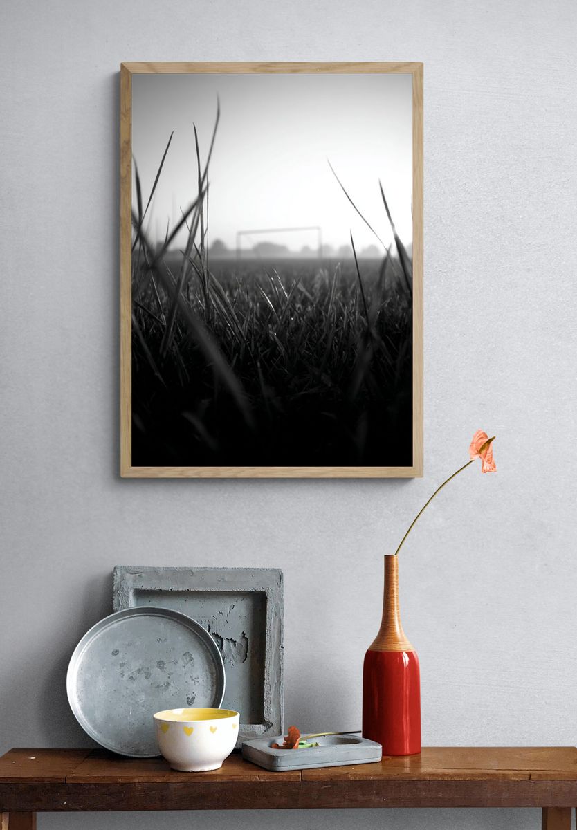 Soccer Field at Dawn — Black-White Print. — room view 3