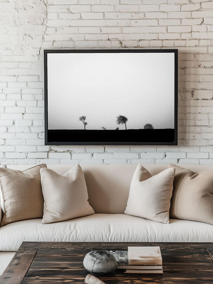 Silhouetted Trees — Black-White Print. — room view 1