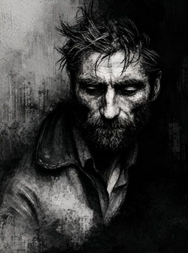Brooding Man Portrait Print. poster detail