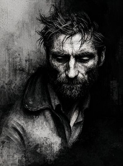 Brooding Man Portrait Print.