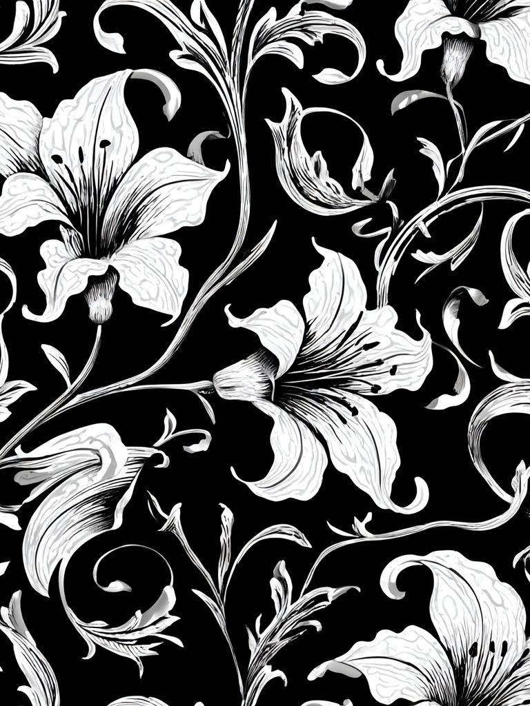 Floral Black and White Poster. poster detail