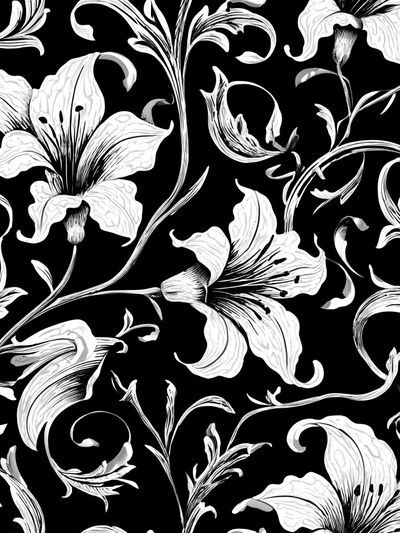 Floral Black and White Poster. poster print