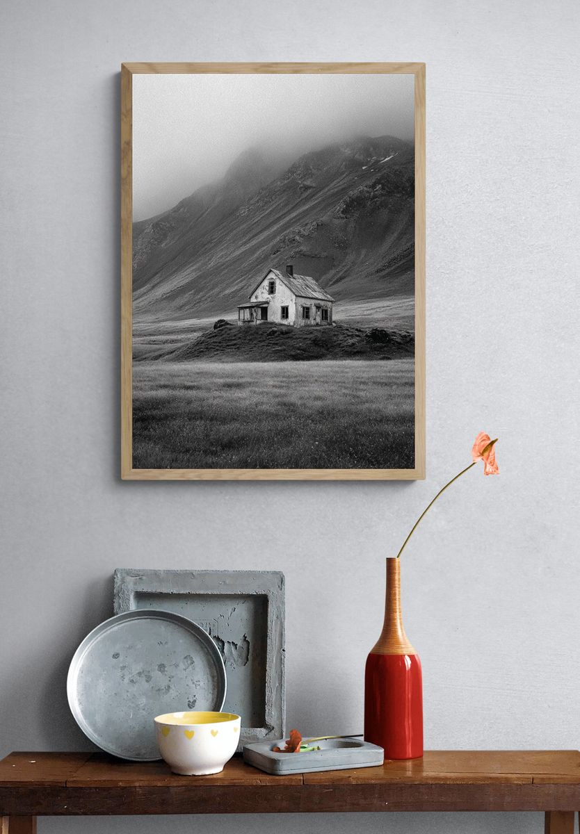 Abandoned House in Fog — Black-White Print. — room view 3