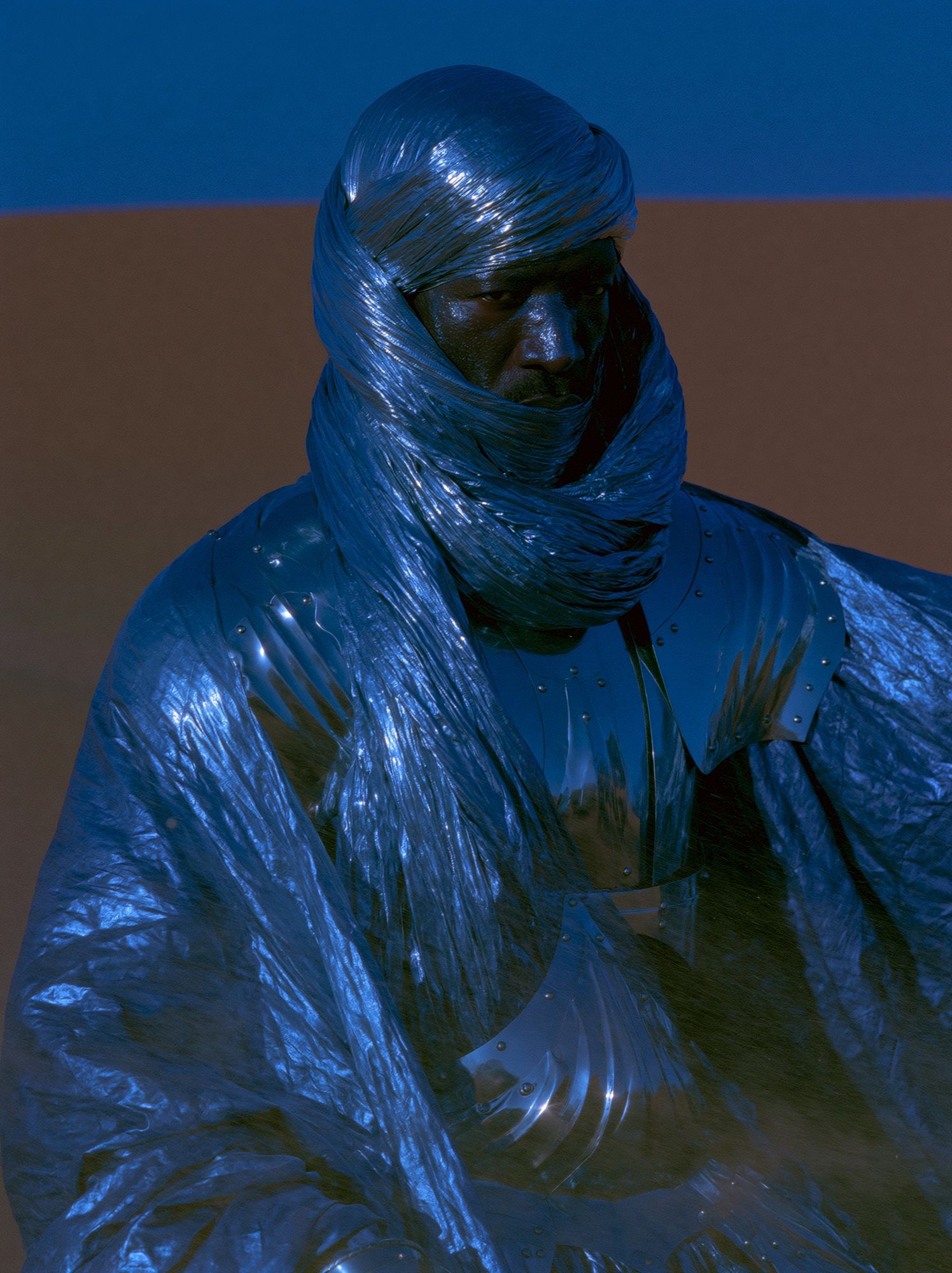 Blue Wrapped Figure Photography Poster. poster — photography art