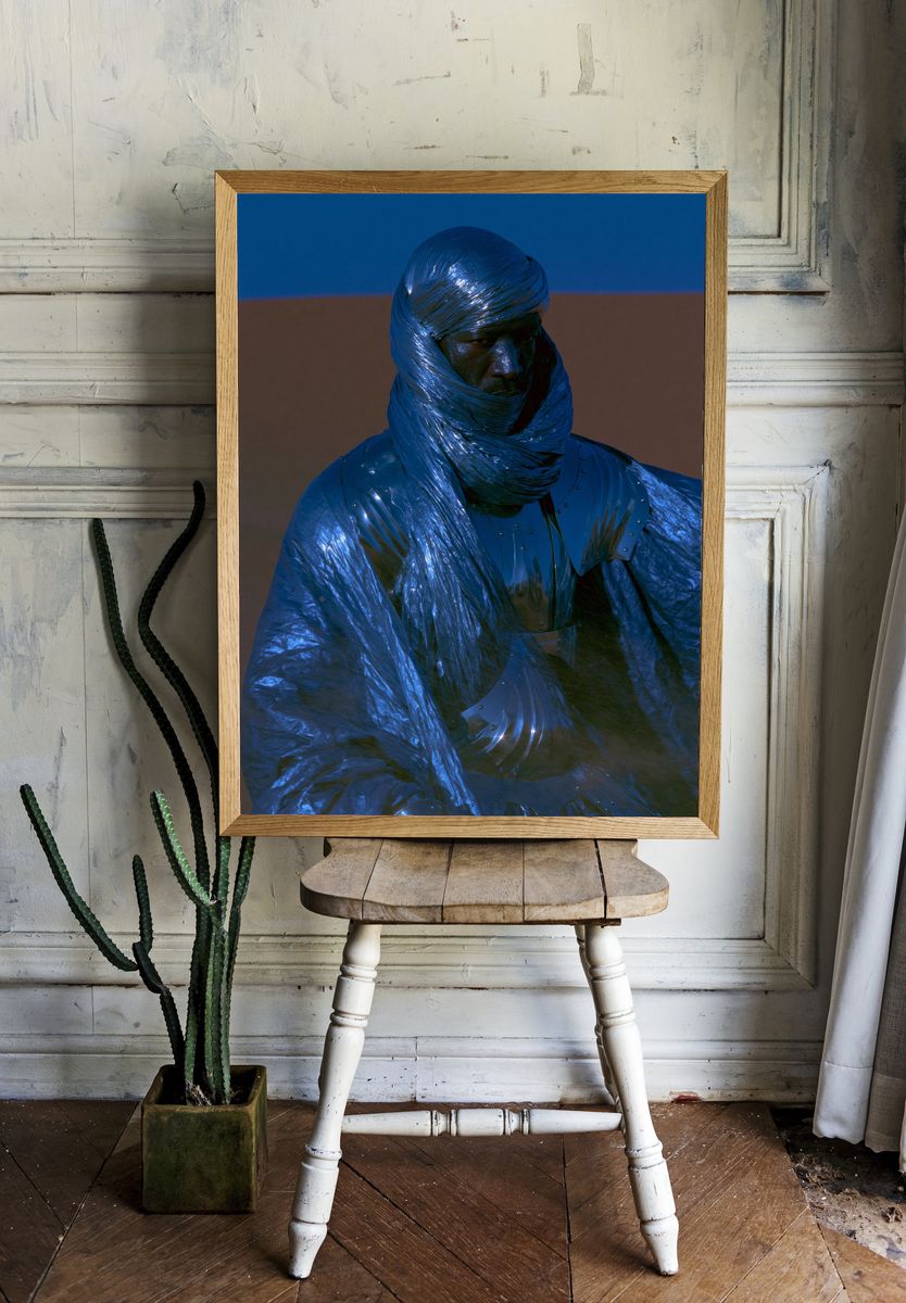 Blue Wrapped Figure Photography Poster. — room view 1