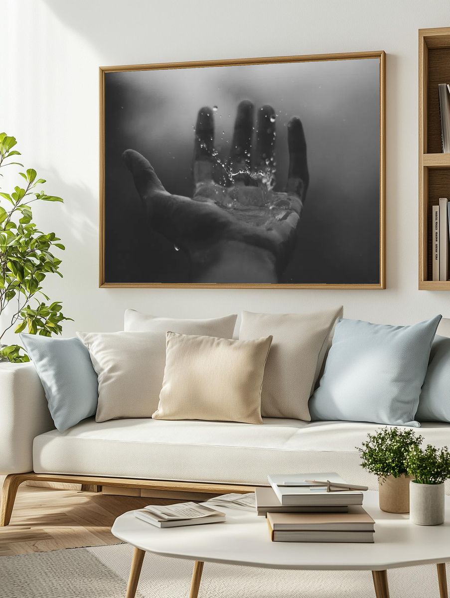Water Splash — Black and White Photography Poster. — room view 2