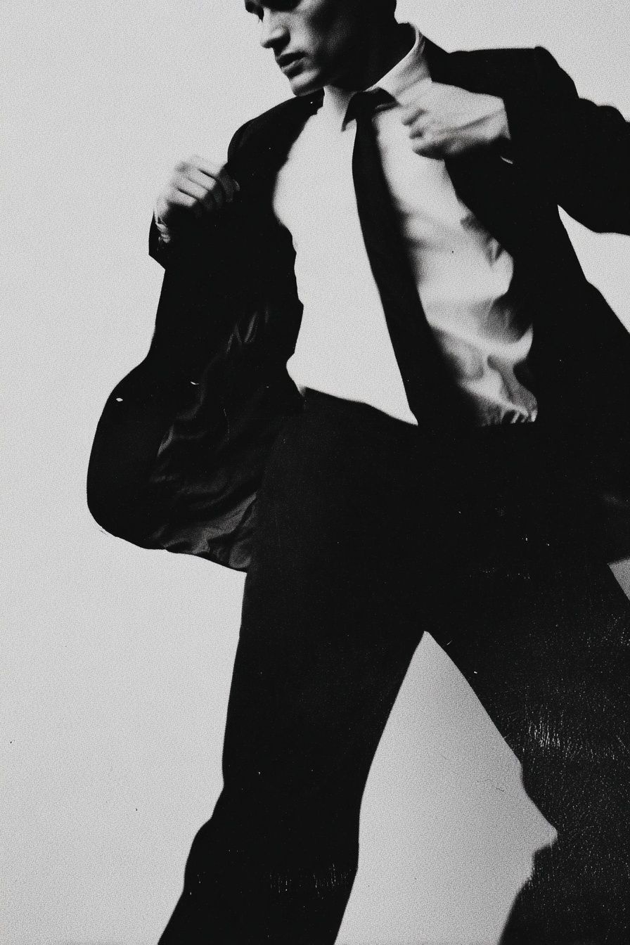 Elegant Man in Suit — Black and White Print. poster — photography art